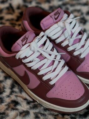 Nike Women’s Pink & Burgundy Low-Top Sneakers with White Laces